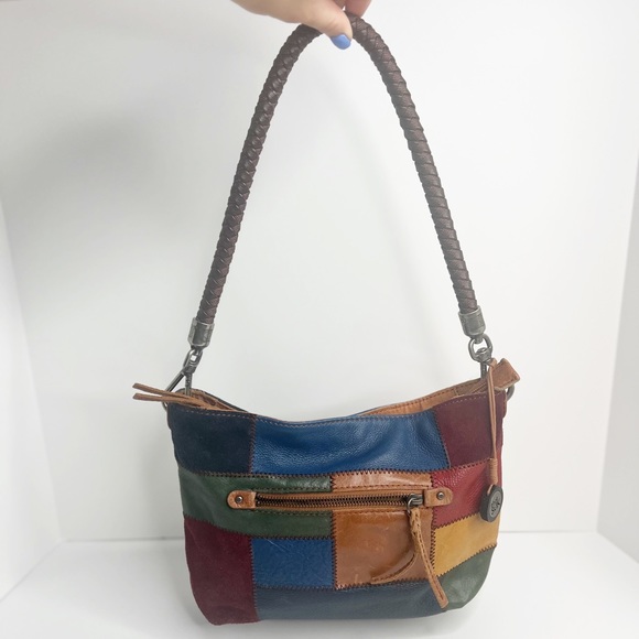 THE SAK Patchwork Multicolor Leather/Suede Hobo Shoulder Bag With Braided Strap - Picture 2 of 14
